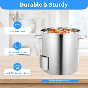 35L Large Deep Stainless Steel 201 Cooking Stock Pot with Lid Catering Pan
