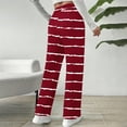 thumbnail image 5 of Enjoytime Casual Pants for Women Striped High Waist Wide Leg Trousers Fall Winter Warm Loose Comfy Lounge Pants with Pockets Wine S, 5 of 8