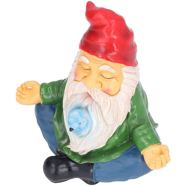 Adorno de gnomo meditador de resina hecho a mano, gnomo de jardín Zen para decoración de patio trasero