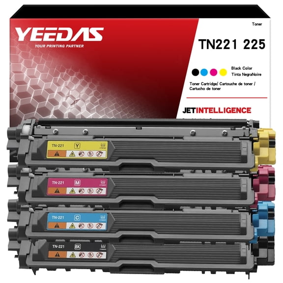 TN221 TN225 Toner Cartridge Compatible for Brother HL-3140CW 3142 3150CDW 3152 3170 3172 MFC-9130CW 9140CDN 9330CDW 9340 DCP-9020CDW Printer(4 Pack)