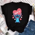 thumbnail image 3 of Ropa para niños kawaii Ohana Stitch Disney Lilo Stitch dibujos animados niños camisetas de algodón camisetas de verano camisetas blancas y negras, 3 of 5