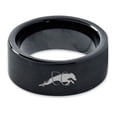 thumbnail image 2 of Tungsten Dog Hurdling Jumping Through Obstacles Band Ring 9mm Men Women Comfort Fit Black Flat Cut Brushed Polished, 2 of 4
