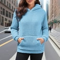 thumbnail image 6 of safuny Women Fuzzy Fleece Hoodie Fashion Casual Warm Sweatshirts Long Sleeve Solid Color Winter Hooded Blue _u S, 6 of 9