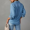 thumbnail image 6 of Womens Casual Denim Shirt - Turn Down Collar, Long Sleeve, Button Front - Western Style Top - S-XL, 6 of 8