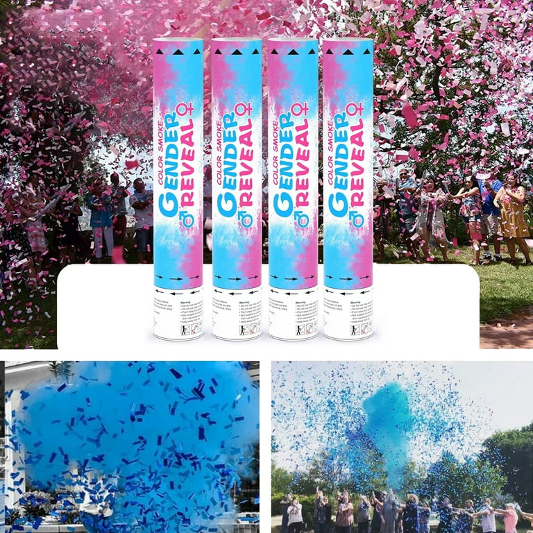 Gender Reveal Smoke Bombs,100% Biodegradable Butterfly Confetti Powder  Cannon,Memorable Baby Gender Reveal Party Supplies Decorations & Ideas，2  PACK PINK 