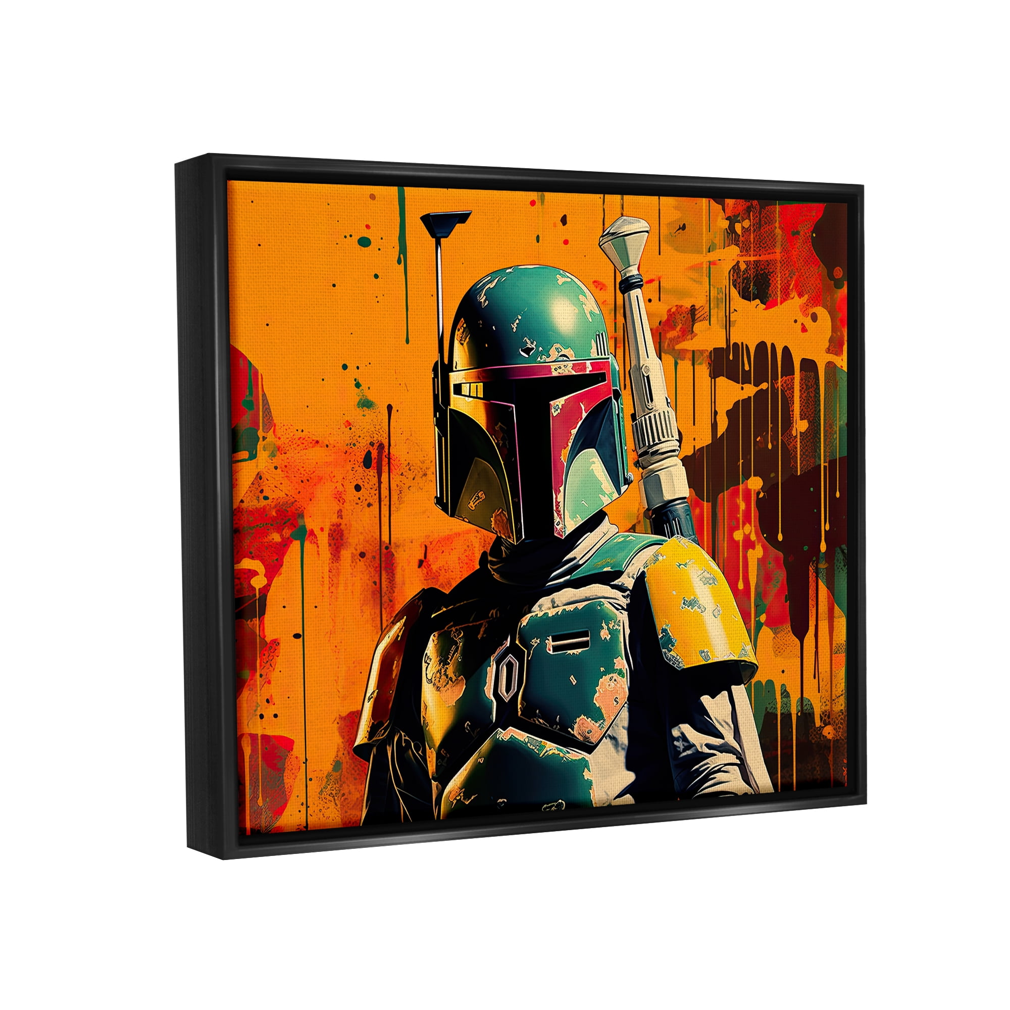 Stupell Industries Sci-Fi Pop Urban Style Fairy Tales & Fantasy Painting Black Floater Framed Canvas Art Print Wall Art, 21 x 17