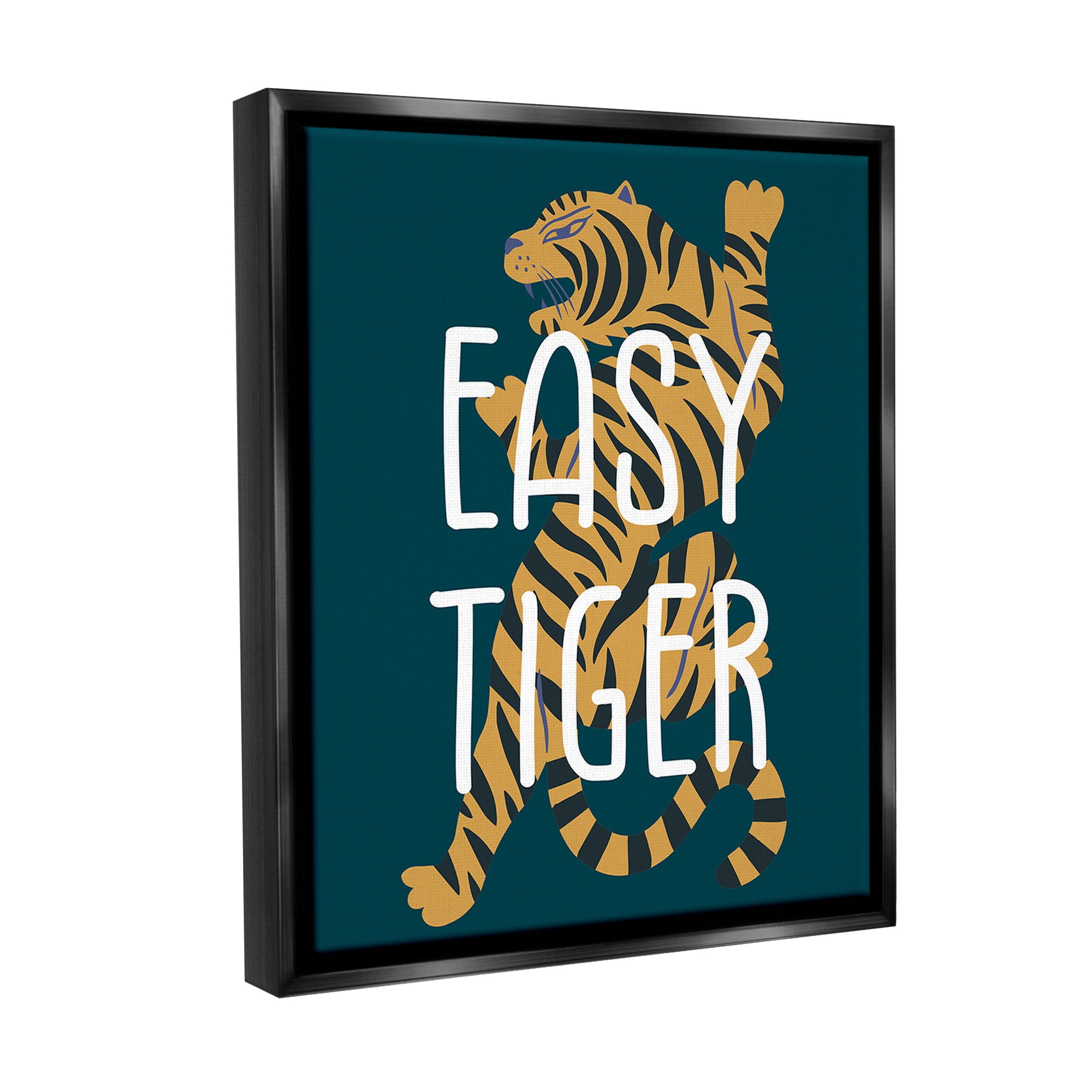 Stupell Industries Easy Tiger Phrase Animals & Insects Painting Black Floater Framed Canvas Art Print Wall Art, 25 x 31