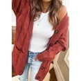 thumbnail image 6 of DOPI Women's Open Front Cardigan Sweaters Fashion Button Down Cable Knit Chunky Outwear Coats, 6 of 9