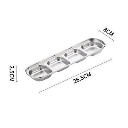 

3 Compartment Stainless Steel Sauce Plate Mini Platter Sushi Platter