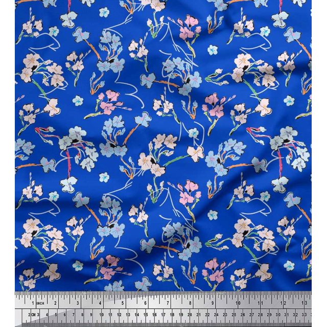 Soimoi Rayon Fabric Artistic Floral Decor Fabric Printed Yard 56 Inch Wide