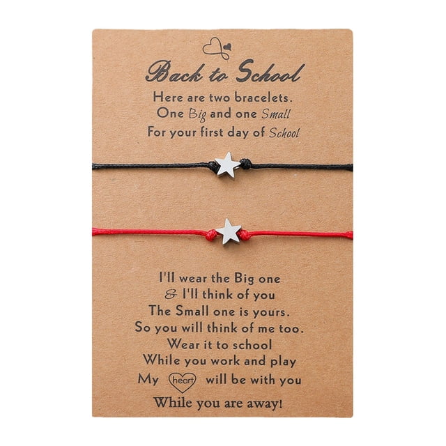 2PCS Star Bracelet Back To School Gift Bracelet Plus Card Back To School Gifts Bracelet Set For 2 First Day Of School Bracelet Mommy And Me Bracelets For Mother