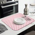 thumbnail image 3 of Pink and White Checkerboard Pattern Dish Drying Mat for Kitchen 1 Pack, Ultra Absorbent Microfiber Dishes Drainer Mats,16"x18", 3 of 6