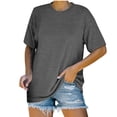 thumbnail image 2 of ICHUANYI Clearance Fashion Women Summer Comfortable Round Neck Short Sleeve Tops Blouse T-Shirt(Gray, S) ICHUANYI WER2023081201720, 2 of 7
