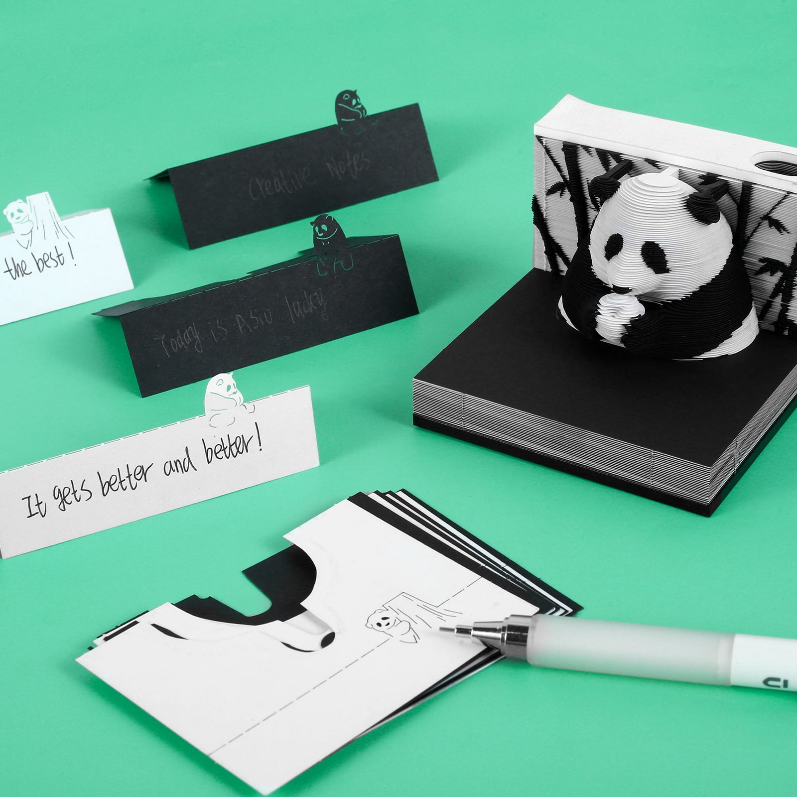 Threns 3D Desk Note Pad 217 Pages Panda Memo Pad Tear-Away 3D Art Note Pad DIY 3D Memo Pad Paper for Home Desktop Decoration Birthday Gift