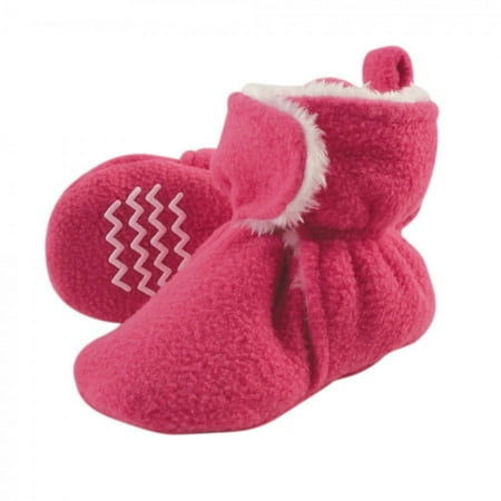 Hudson Baby Infant and Toddler Girl Cozy Fleece and Faux Shearling Booties Dark Pink 12-18 Months