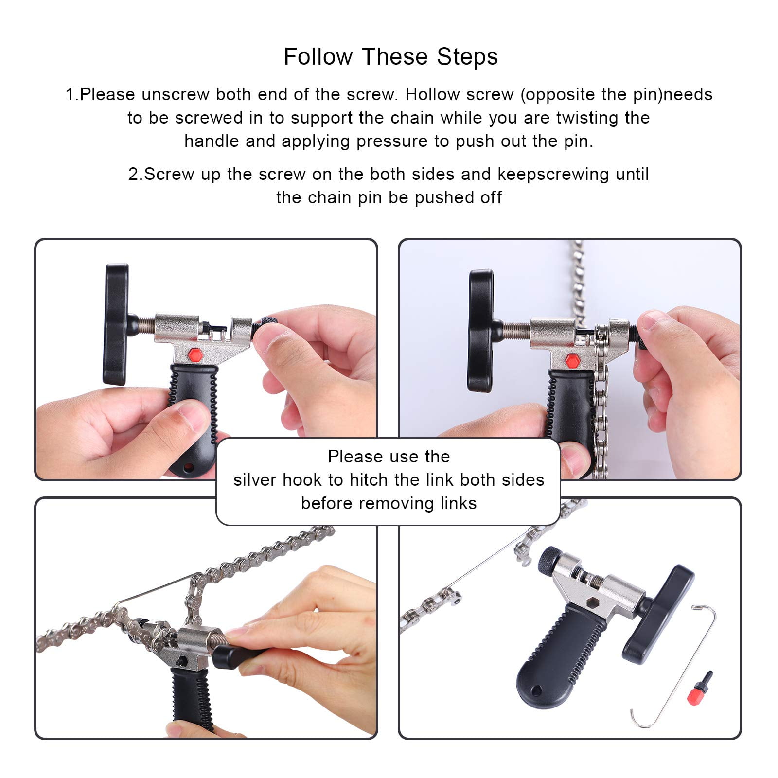 Bike Chain Removal Tool Bicycle Chain Repair Kit Bike Link Plier Chain Breaker Splitter Tool Chain Checker And 3 Pairs Of Links Easy To Use