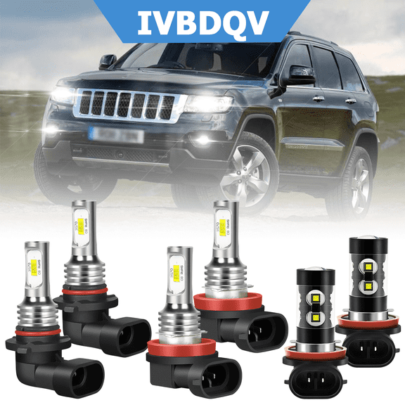 For Jeep Grand Cherokee 2014-2016 LED Headlights Combo 9005 High Beam H11 Low Beam H11 Fog Light Kit 6Pcs Bright White