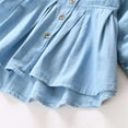 thumbnail image 4 of URMAGIC Baby Girls Long Sleeve Cotton Denim Blouses Dress Toddler Princss Irregular Pleated Skirt, 4 of 7