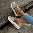thumbnail image 5 of Lovskoo 2024 Women's Platform Shoes Round Toe Flat Pumps Thick Sole Buckle Strap Casual Beach Shoes Beige, 5 of 8