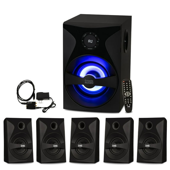 Acoustic Audio Bluetooth 5.1 Speaker System with Sub Light and FM Home Theater 6 Speaker Set
