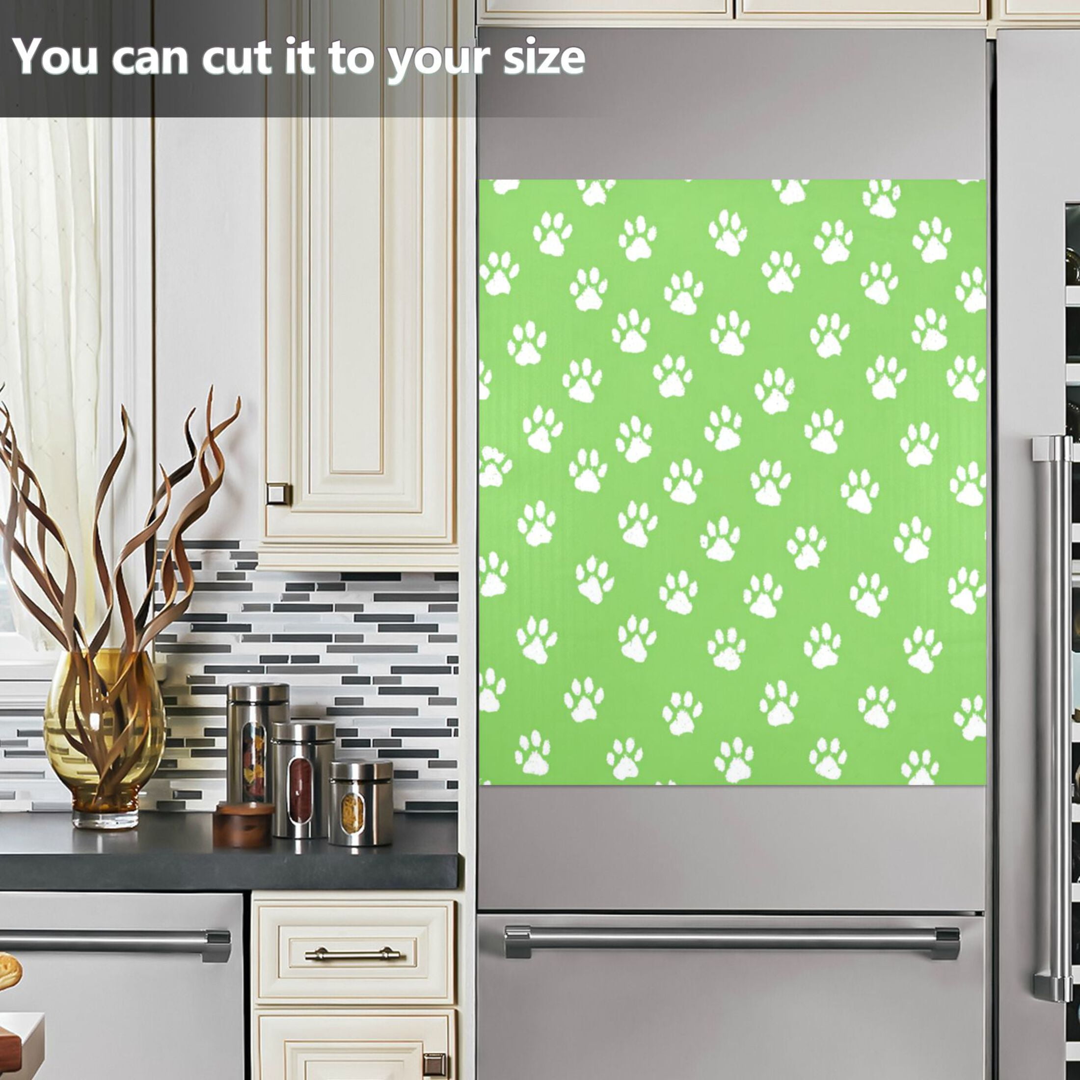 Dishwasher Magnetic Refrigerator Magnet Cover Sticker Home Decorative 23"x26" Green Paw Print Pattern
