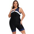 thumbnail image 2 of Womens Boyshort One Piece Zipper Swimsuit Plus Size Contrast Color Bathing Suit Athletic Bodysuit Navy Blue 4XL, 2 of 6
