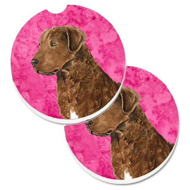 Ensemble de 2 Porte-Gobelets sous-Verres de Voiture Rose Chesapeake Bay Retriever