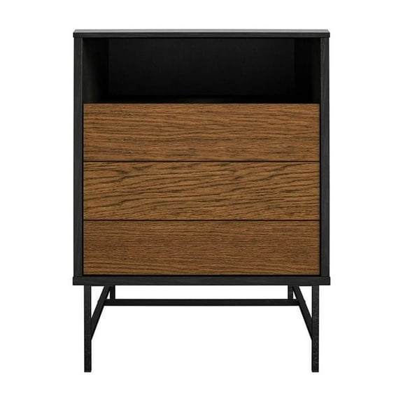 Pemberly Row Contemporary Engineered Wood End Table in Black Oak