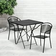 thumbnail image 2 of Flash Furniture Oia Commercial Grade 28" Square Black Indoor-Outdoor Steel Folding Patio Table Set with 2 Round Back Chairs, 2 of 5
