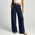 thumbnail image 2 of Tanghaowl Women's Pants, Elegant Pleated Wide Leg Tows Daytime Comfort Fit Women's Casual Bottoms For Everyday Wear With Elastic Waist And BreathableDesign Navy L, 2 of 4