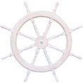 thumbnail image 1 of Hampton Nautical Classic Wooden Whitewashed Decorative Ship Steering Wheel 36" - Nautical Home Decoration, 1 of 1