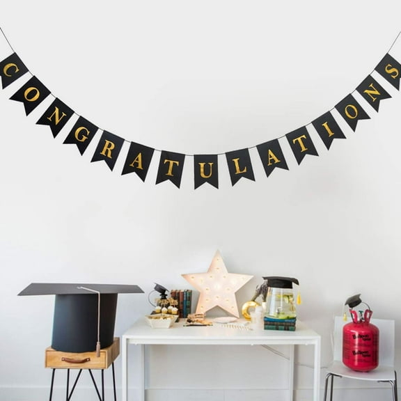 Cheerland Congratulations Banner for Graduation Party, 10 Ft, Black, No DIY Needed