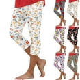 thumbnail image 2 of GEWSEY Capri Leggings for Women Floral Printed High Waist Capris Plus Size Casual Knee Length Slim Fit Yoga Cropped Pants (Grey, S), 2 of 6