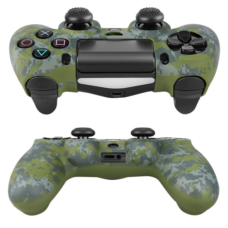 Ps4 Slim Pro Controller Skin Grip Cover Case Set Protective Soft Silicone Gel Rubber Shell Anti Slip Thumb Stick Caps For Sony Playstation 4 Controller Gaming Gamepad Camo Mosaic