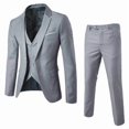 thumbnail image 2 of yuCgh Men's Slim Fit One-Button Three-Piece Suit Set, Formal Business Blazer, Vest, and Trousers for Wedding, Party, and Office Occasions,Gray S, 2 of 6