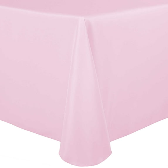 Ultimate Textile (5 Pack) 54 x 96-Inch Oval Polyester Linen Tablecloth - for Home Dining Tables, Blush Ice Pink