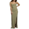 thumbnail image 3 of David’s Bridal, The Edit by DB Studio Women's Formal Sculpted Neckline Sheath Dress, Full Length, Crepe, 3 of 6