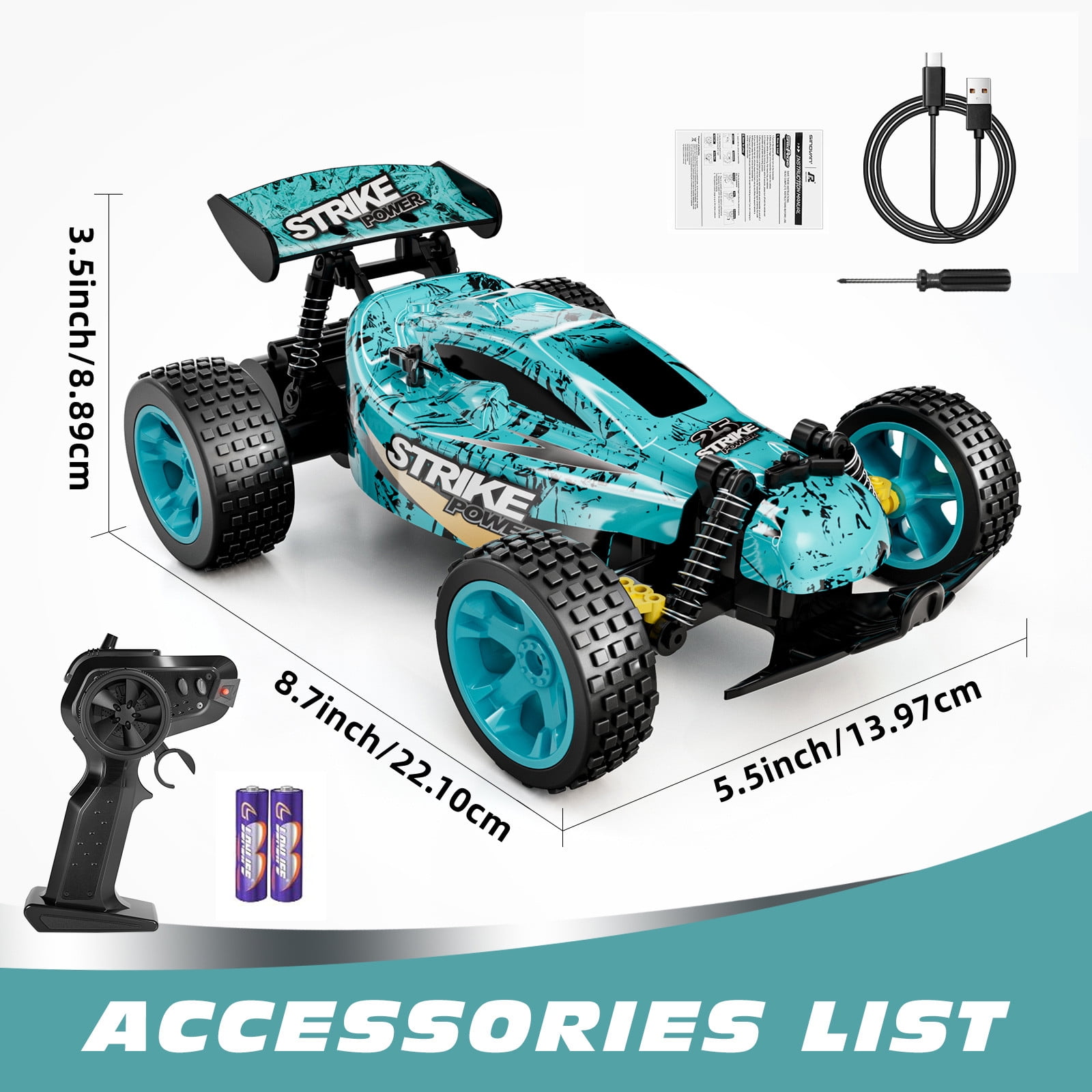 Tecnock RC Cars for Kids 1:18 Scale, High Speed 2WD Offroad Buggy, 2.4GHz Remote Control Car Racing with 50 Mins Playtime, Gift for Boys Girls