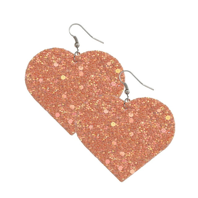 Qarigey Pendientes con purpurina en forma de corazón, colgantes de oreja, joyería exagerada de colores mezclados, elementos colgantes, Ropa, zapatos y accesorios Miscelánea Rosado