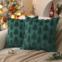 TETOU 18"x18"Set of 2 Christmas Tree Pillow Covers,Xmas Soft Faux Fur Wool Couch Cushion for Sofa Bedroom Living Room Home Farmhouse Winter Christmas Decor (Green)