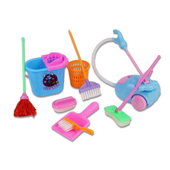 Juego de simulación Bewildely 9 unids / set mini trapeador escoba juguetes niños muebles de limpieza Type3 NO3