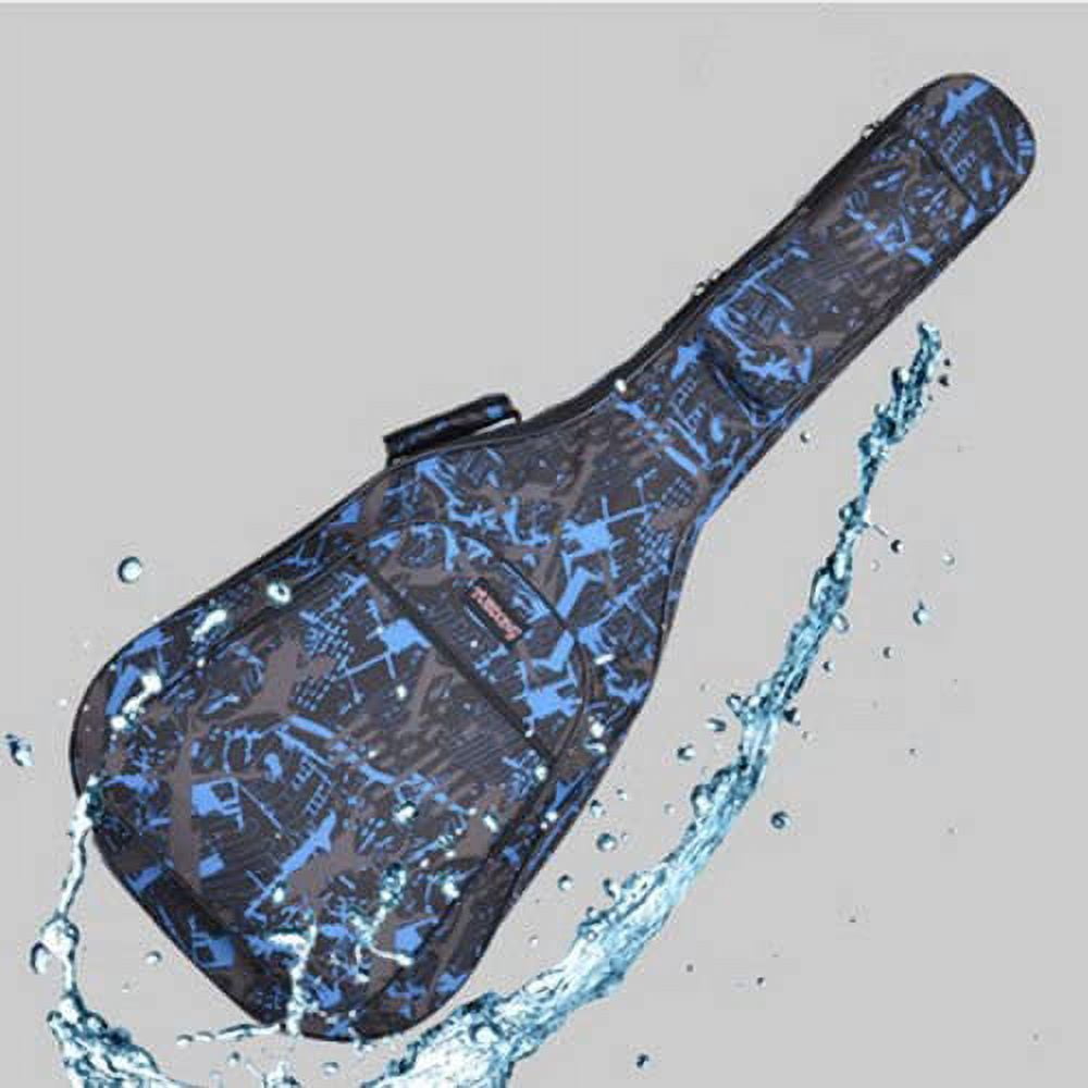SHANNA 40 41 Inch Acoustic Guitar Bag Waterproof Thicken Padded Bag Advanced Guitar Case with Double Strap and Outer Pockets (Blue)