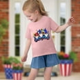 thumbnail image 3 of Kids Girls Casual Patriotic Tshirts Cotton Tee Shirts 4th of July USA Flag Graphic Tees Summer Cute T-Shirts Pink， 3 Years, 3 of 7