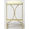 thumbnail image 3 of Beaumont Lane 24" Contemporary Iron Metal/Faux Leather Counter Stool in Gold, 3 of 4