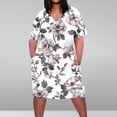thumbnail image 2 of RQYYD Plus Size Tshirt Dress for Women Floral Print High Waist Soft Comfy Casual Fit City Walk Sundress with Pockets, 2 of 5