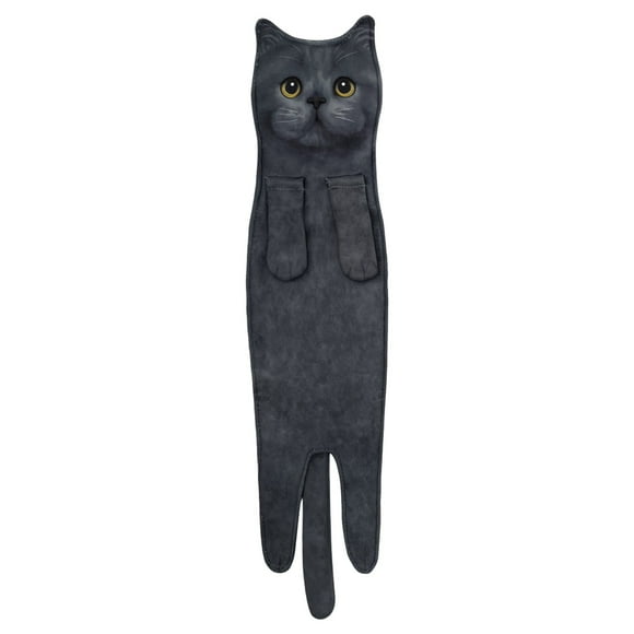 Serviettes à Main pour Salle de Bain Cuisine, Mignon Chat Séchage Rapide Serviettes à Main Suspendues Décoratives pour Salle de Bain Serviettes pour le Visage, Cadeaux Amusants pour les Amoureux des Chats (Noir)