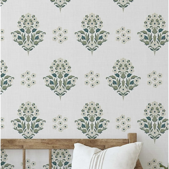 S4Sassy Bloom Cluster Wallpaper - White Wall Covering, 25" x 120" Self-Adhesive Vinyl Walls Paper, Walls Wrap, Easy DIY Wall Covering For Farmhouse Bedroom, Living Room, Cabinets