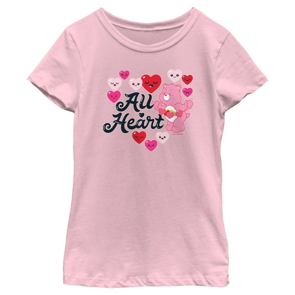 Girl's Care Bears Valentine’s Day Love-A-Lot Bear All Heart Graphic Tee Light Pink Medium