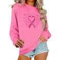 thumbnail image 2 of Fartey Women's Breast Cancer Awareness Sweatshirt Cute Pink Ribbon Love Print Inspirational Tops Loose Casual Long Sleeve Crew Neck Pullover Pink S, 2 of 5