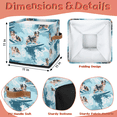 thumbnail image 2 of CURLYOOT Dog Surfing 11 x 11 Inch Cube Storage Bin, Decorative Storage Cube Foldable Basket with Leather Handle, Dogs Animal Fabric Bin for Closet Shelves Home Organizer, 2 of 5